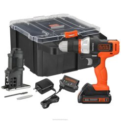 BLACK+DECKER A matrix 20v max fúrókészlet szúrófűrész-tartozék tárolódobozt és töltőt tartalmaz eszközöket JDDD4524